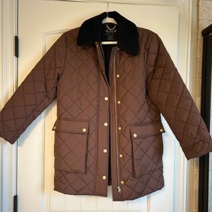 J. Crew Cocoa/Navy Quilted Barn Jacket Small Petite